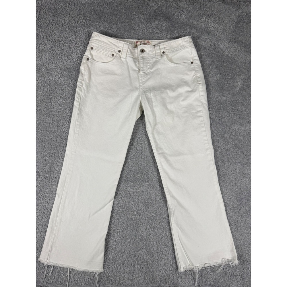Levi Strauss Signature Jeans Womens 6 White Good Raw‎ Hem Stretch Straight Leg